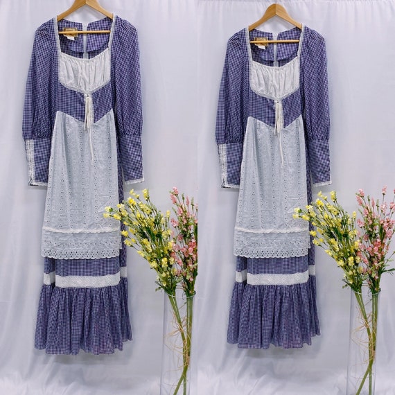 Vintage 70s Gunne Sax prairie maxi dress gingham a