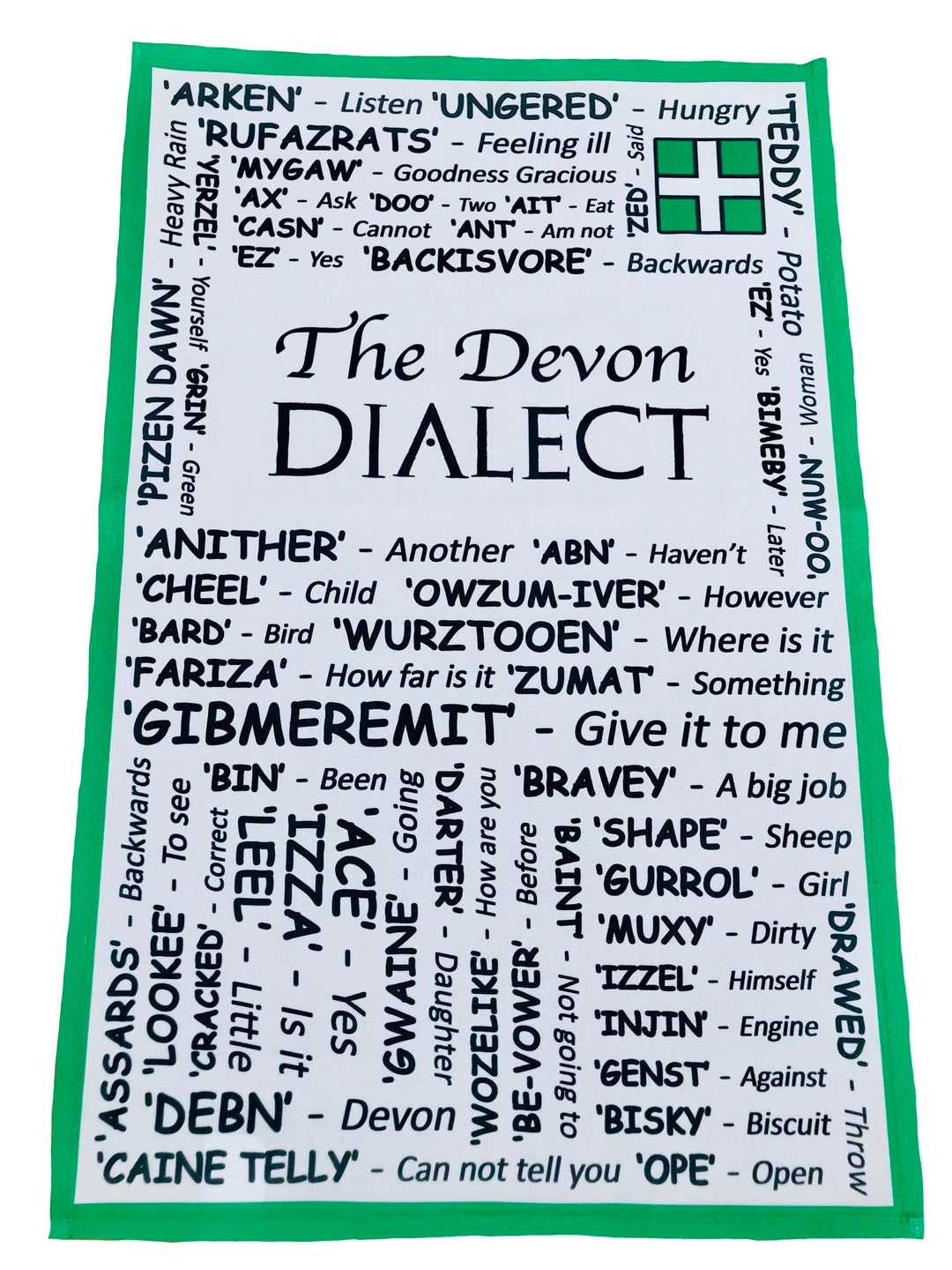 Devon Dialect Tea Towel - Devon Tea Towel - Devon Gift - Devon Gifts ...
