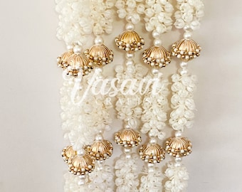 Pack of 20,30,40,50,70,100 - Mogra Jasmine Flower Garland for Wedding Mandap Decoration Indian Wedding Muslim Wedding Décor Mehndi Sangeet