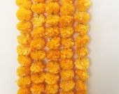Set of 5 MARIGOLD FLOWER Garland String, Dia de los Muertos, Indian wedding, Photo Prop, Mehndi, Fall, Halloween Decor. Color- Orange