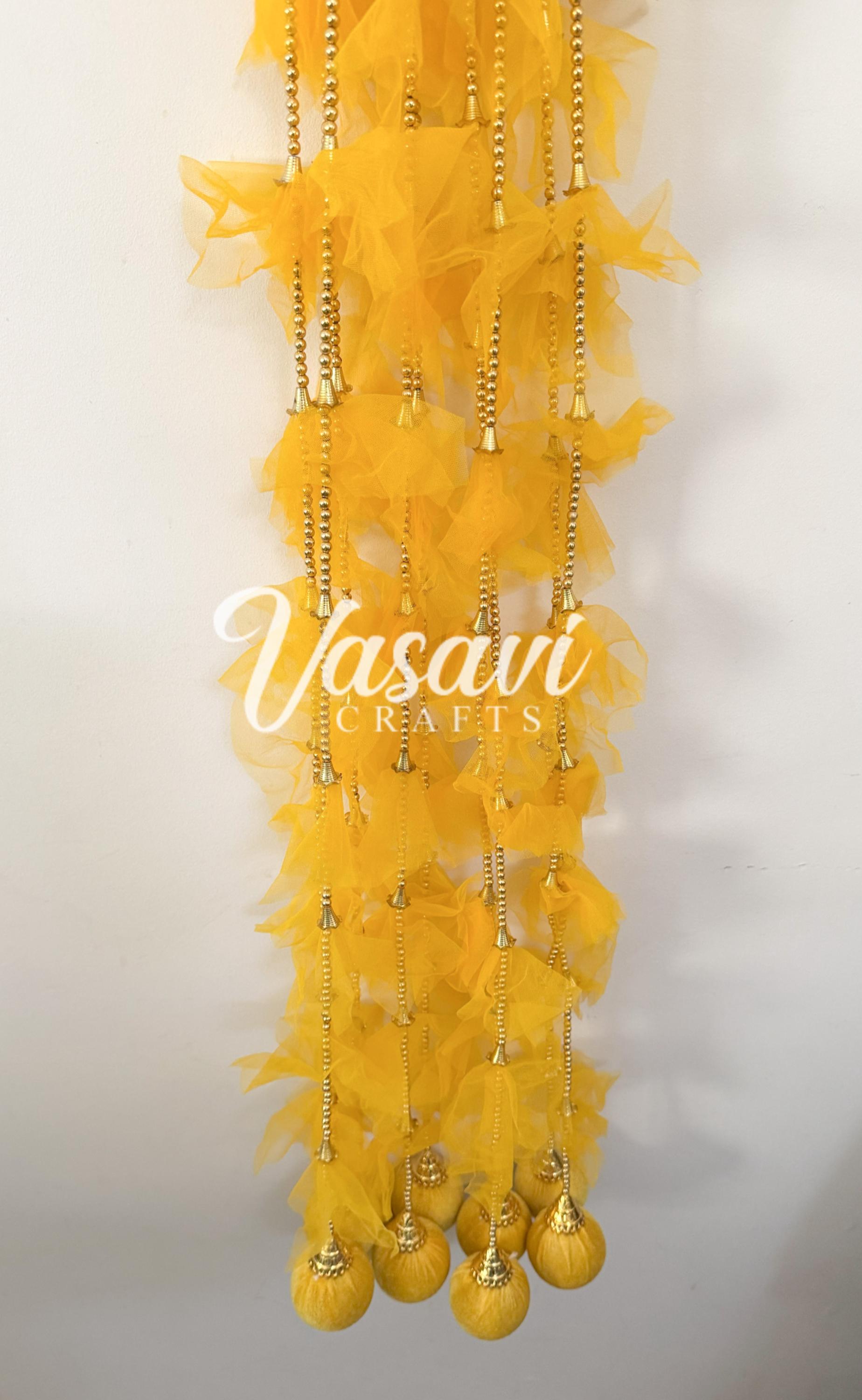 Pack of 20, 30, 50, 60, 100 Fabric Frill Garlands With Ball for Haldi ...
