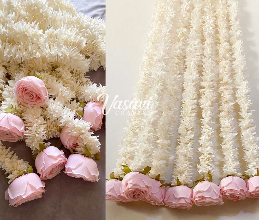 Pack of 30,40,50,60,80,100 Jasmine Flower Garland With Rose for Wedding