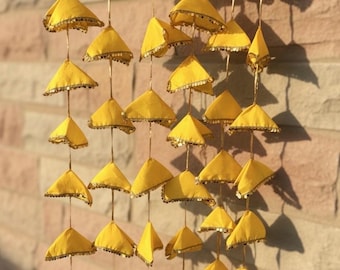 5 ft- Mango Yellow fabric garlands for Haldi ceremony decoration Indian Wedding Decoration Mehndi Backdrop Party Décor