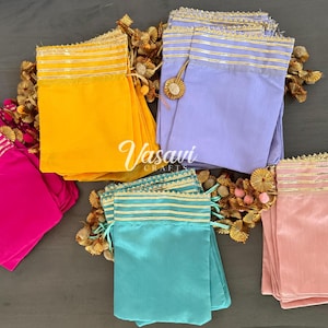 Pack of 10,20,30 Gota Potlis/Drawstring bags with Gota Phool, Indian Wedding Favor, Mehndi Favor, Desi Party favor