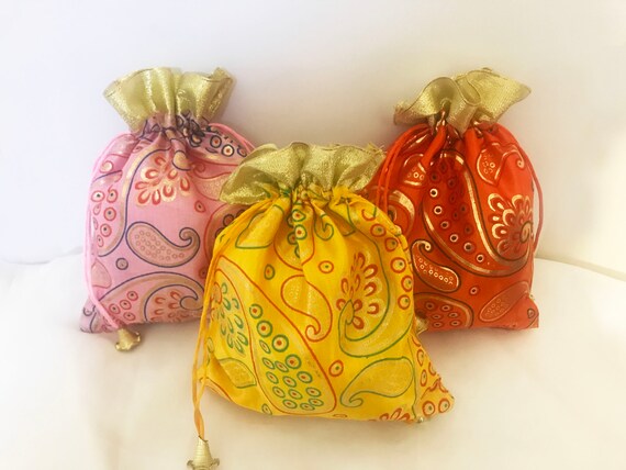 New Paisley Print Drawstring Bags Favor Bags Potli Bag Etsy