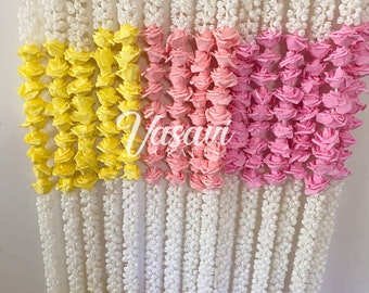 Pack of 20,40,50,100 6 ft White Jasmine/Mogra Rose Flower Garlands Indian Wedding Mandap Mehndi Wedding Décor Housewarming  Décor