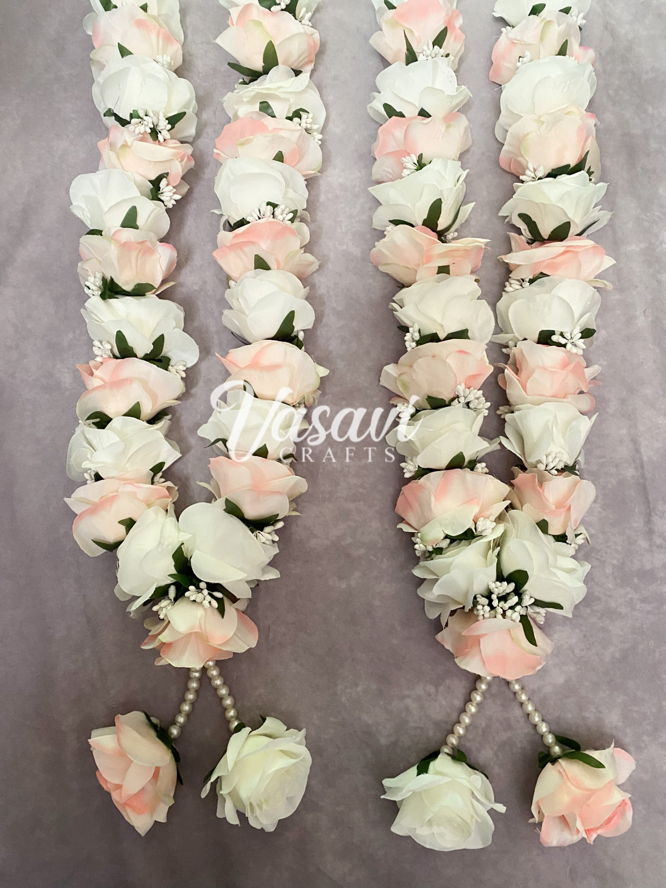 Peach and Ivory Rose Flower Wedding Varmala for Indian Wedding