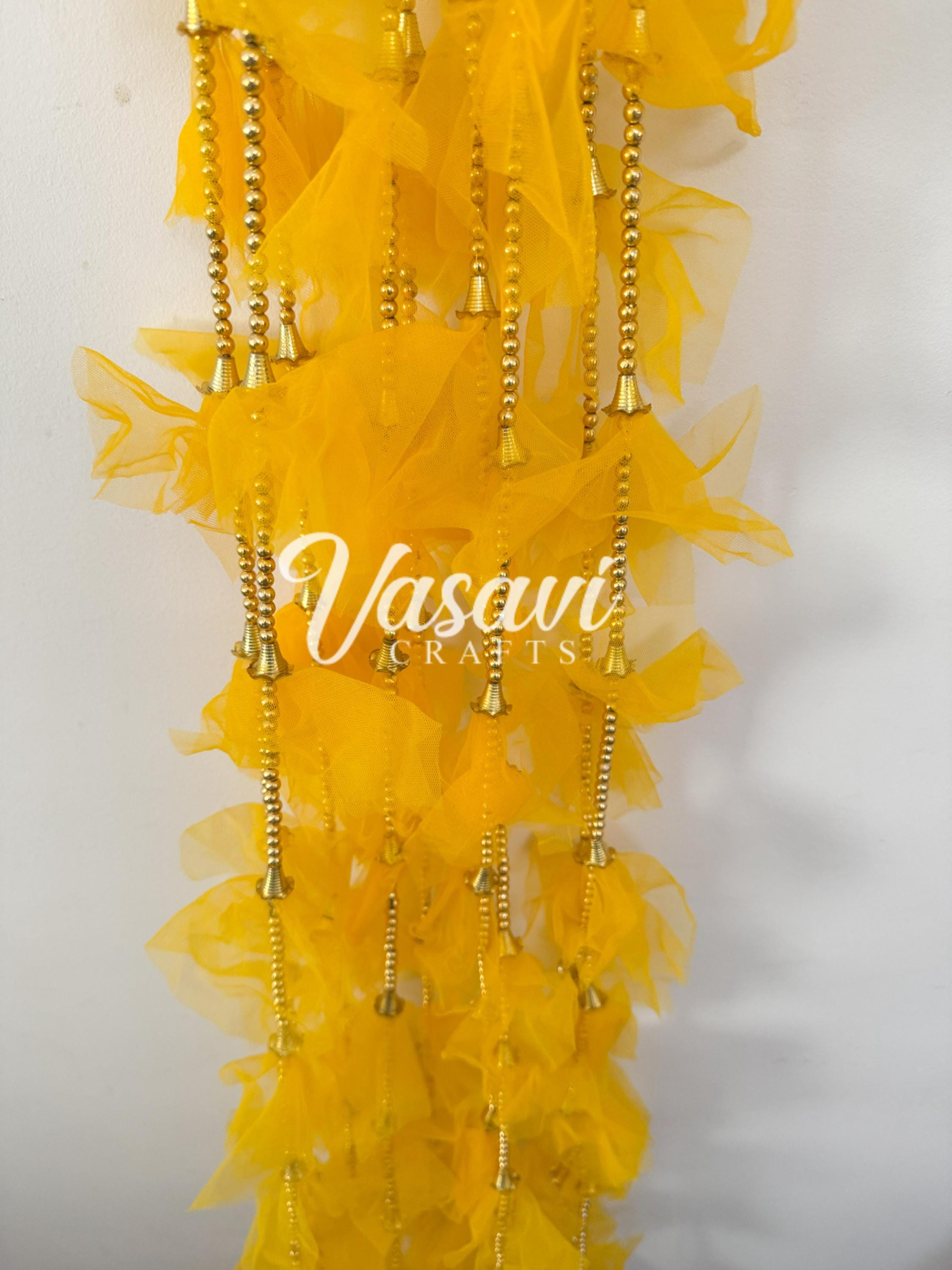 Pack of 20, 30, 50, 60, 100 Fabric Frill Garlands With Ball for Haldi ...