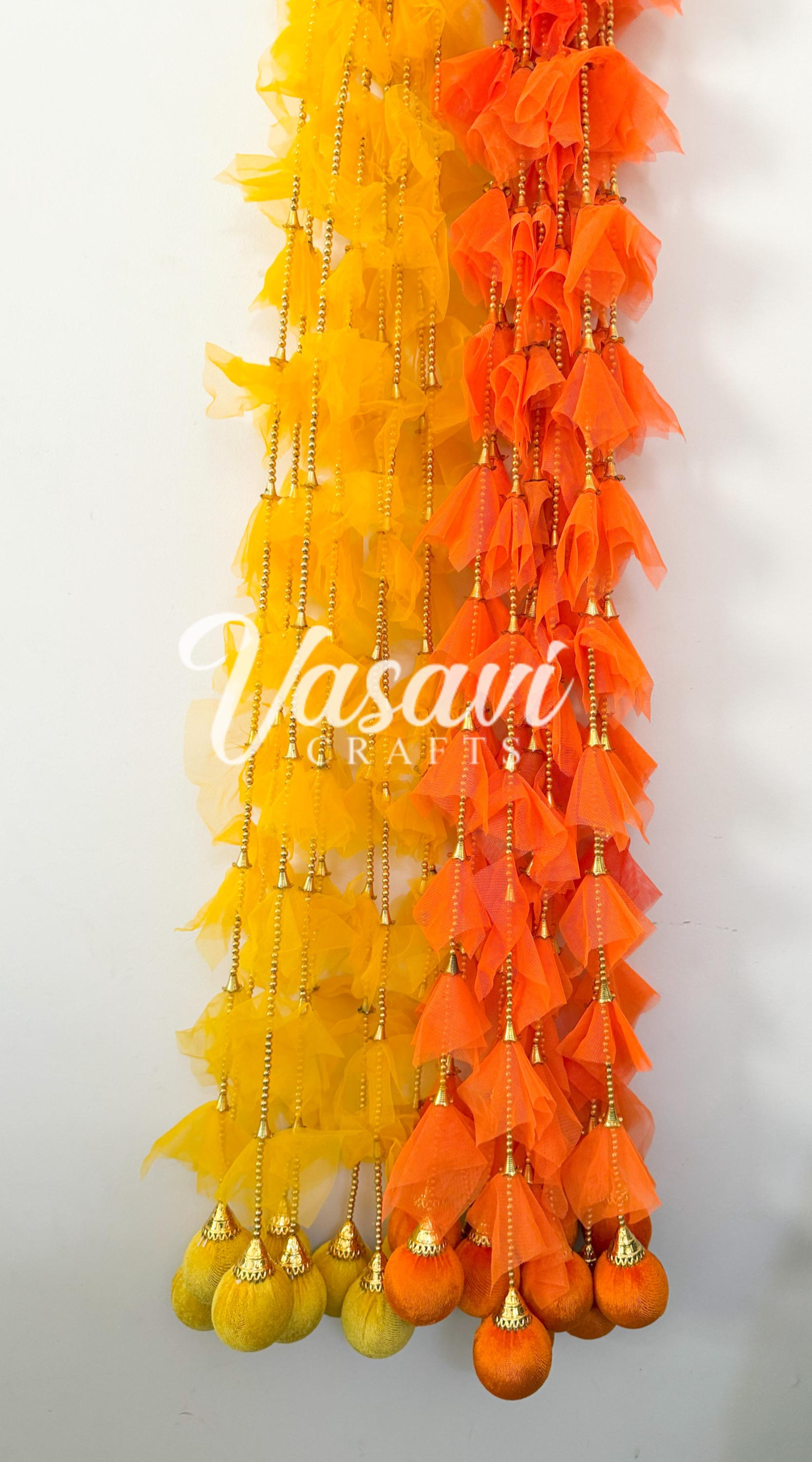 Pack of 20, 30, 50, 60, 100 Fabric Frill Garlands With Ball for Haldi ...