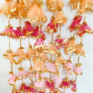 Pack of 30, 50 Colorful Gota Frill Garlands for Mehndi Decoration Indian Wedding Backdrop Party Prop Pink Gota Hanging Gota Décor