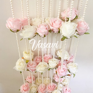Confezione da 8 piedi di 30, 50, 60, 80, 100 ghirlande di fiori di rosa avorio rosa per decorazioni nuziali, decorazioni Mandap, decorazioni per matrimoni musulmani Nikah Pardah