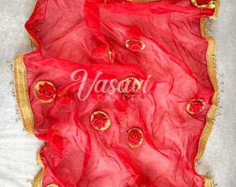 Red Phoolon Ki Chadar for Indian Wedding Bridal Entry