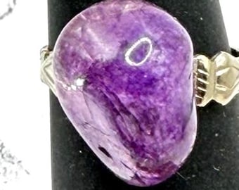Boho Purple Cabochon Stone Ring Adjustable Silver Tone Iolite Range SEE VIDEO