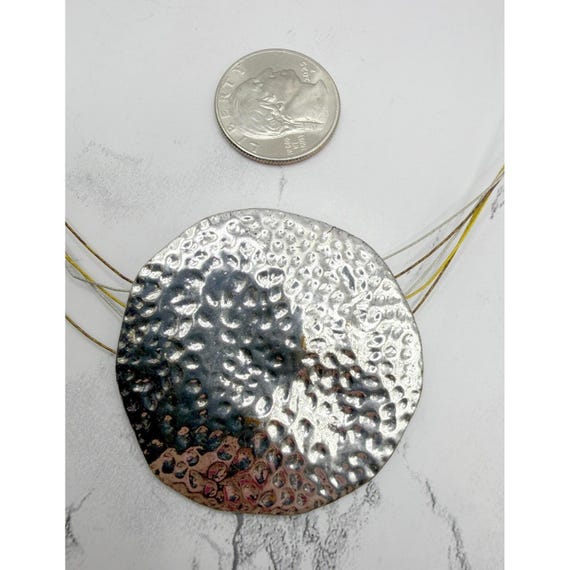 Hammered Silver Disc Necklace Statement Jewelry M… - image 6