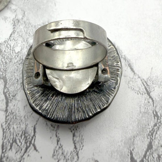 Vintage Rhinestone Cluster Statement Ring Mixed M… - image 4