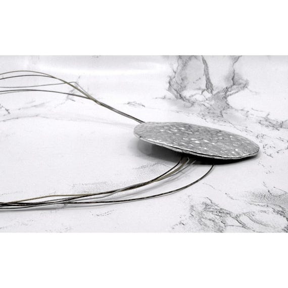Hammered Silver Disc Necklace Statement Jewelry M… - image 8