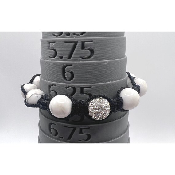 Boho Adjustable Macrame Bracelet White Veined Bea… - image 5