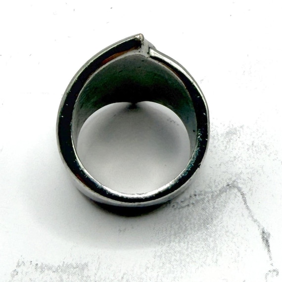 Gothic Shield Statement Ring Silver Tone Heavy Si… - image 3