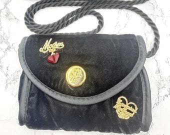 Black Velvet Mini Purse w/ Mother Pins Red Heart Gift 5x4 Brooch Purse