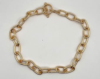 Chunky Chain Link Necklace Toggle Clasp Gold Tone Statement 17"