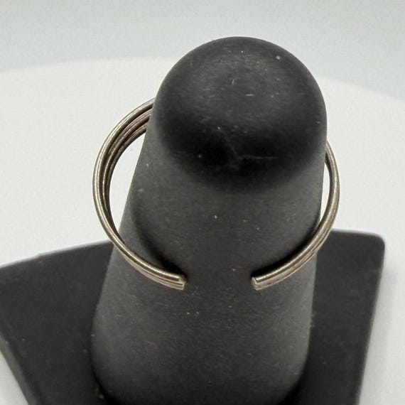 Boho Silver Tone Ring Orange Bead Stack Ring Size… - image 3