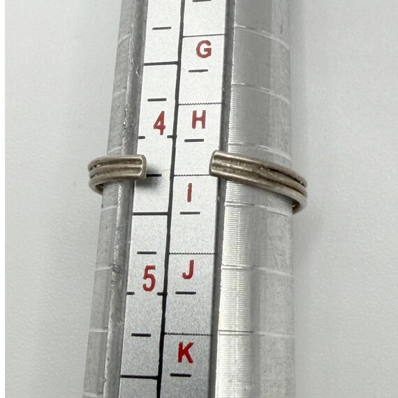 Boho Silver Tone Ring Orange Bead Stack Ring Size… - image 5