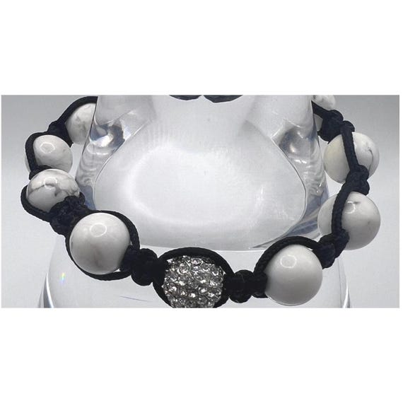 Boho Adjustable Macrame Bracelet White Veined Bea… - image 2