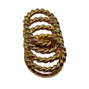 Gold Interlocking Rings Scarf Clip • 2" Textured Vintage Accessory