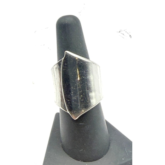 Gothic Shield Statement Ring Silver Tone Heavy Si… - image 1