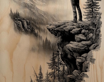 Mountain Man PNG, Western Art Wood Engraving File, Laser Design for Glowforge, xTool, Cabin Decor, Cowboy Wall Art, Commercial Use