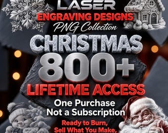 Christmas Laser Engraving Bundle 800+ PNG Files, Slate Coaster Designs, Glowforge xTool Ready, Instant Digital Download