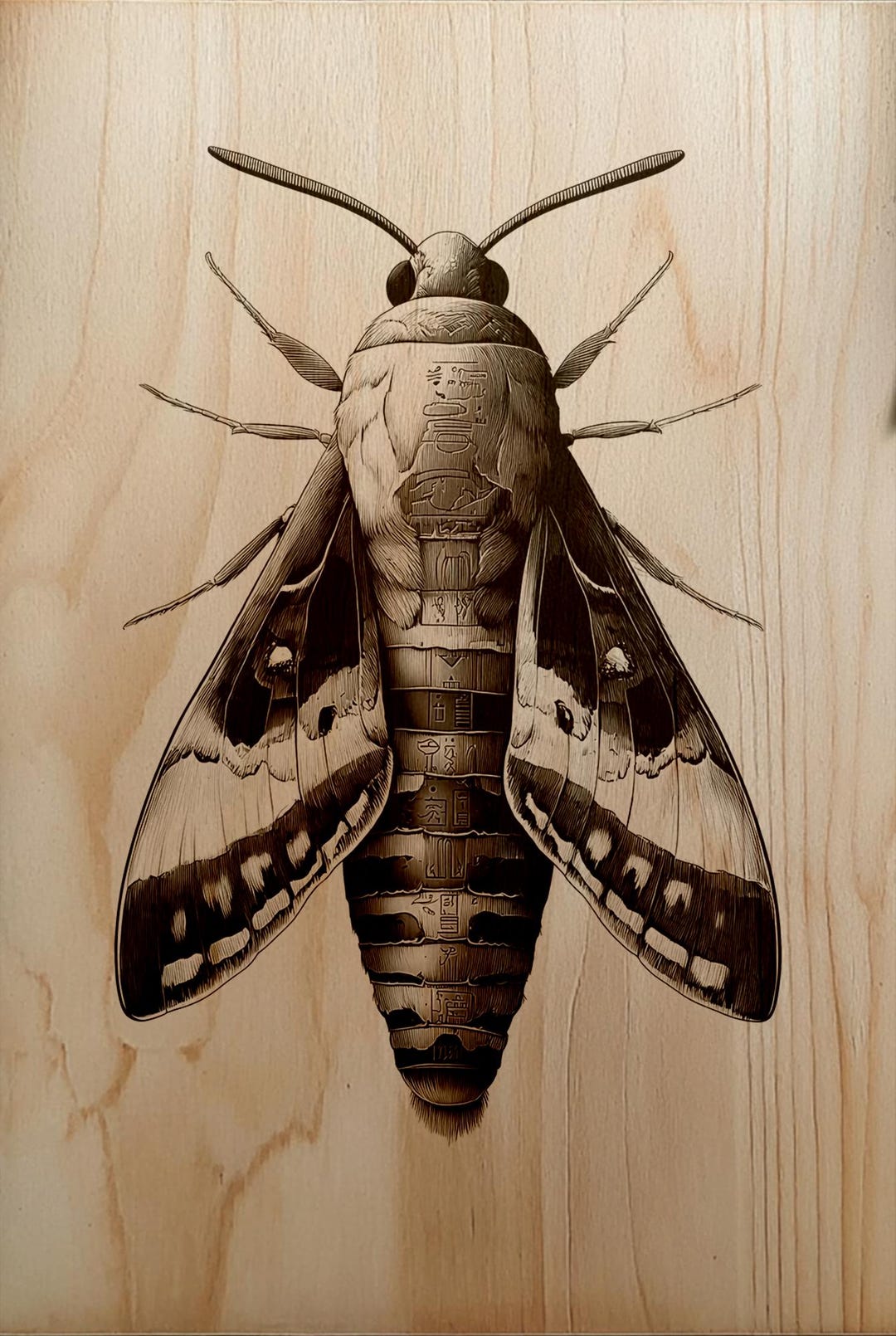 Ancient Sphinx Moth Insect With Hieroglyphs PNG for Professional Wood ...