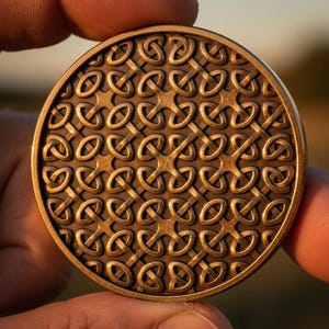 Celtic Micro Knot Tile Coin Depth Map | Repeating Pattern 3D Engraving PNG | Heightmap | xTool LightBurn Wood Coin Blank