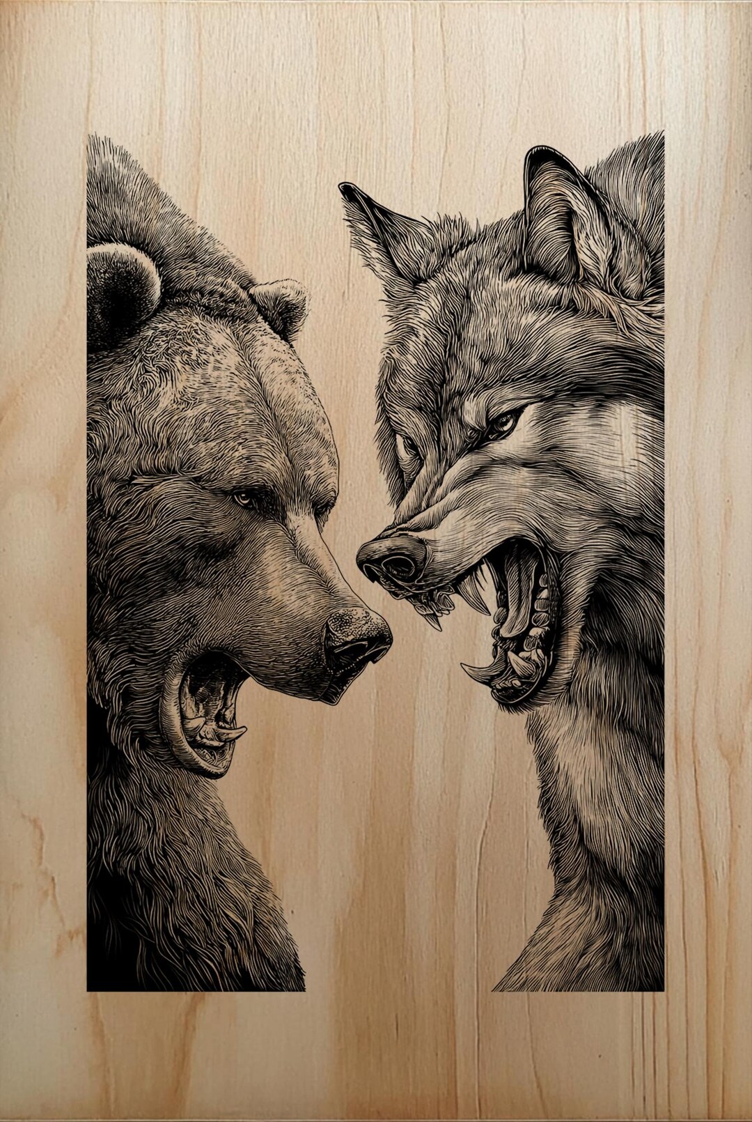 Wild Bear Versus Wolf Confrontation High Detail PNG for Professional ...