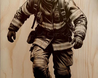 Firefighter Sprint Laser Engraving Design PNG, File for Wood Metal Stone, Ax Helmet Gear Digital Download