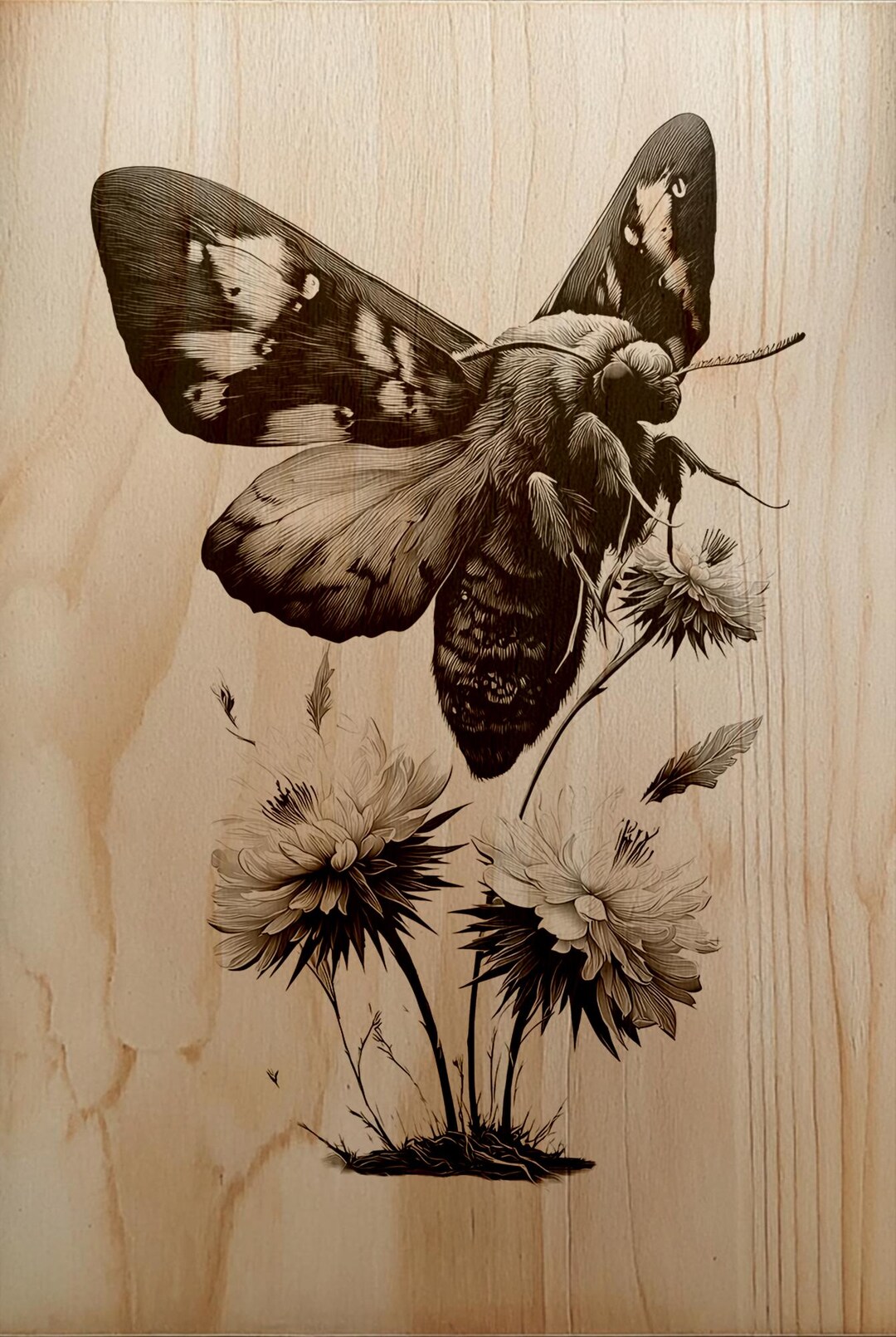 Moth Incarving Midnight Hawk Moth Engraving PNG, Vintage Botanical Insect Art, Wild ...
