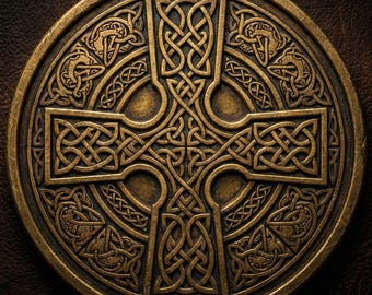 Celtic Cross 3D Coin Depth Map, Irish Knotwork Grayscale Engraving File, Fiber Laser Relief Design, CNC Router Digital Download
