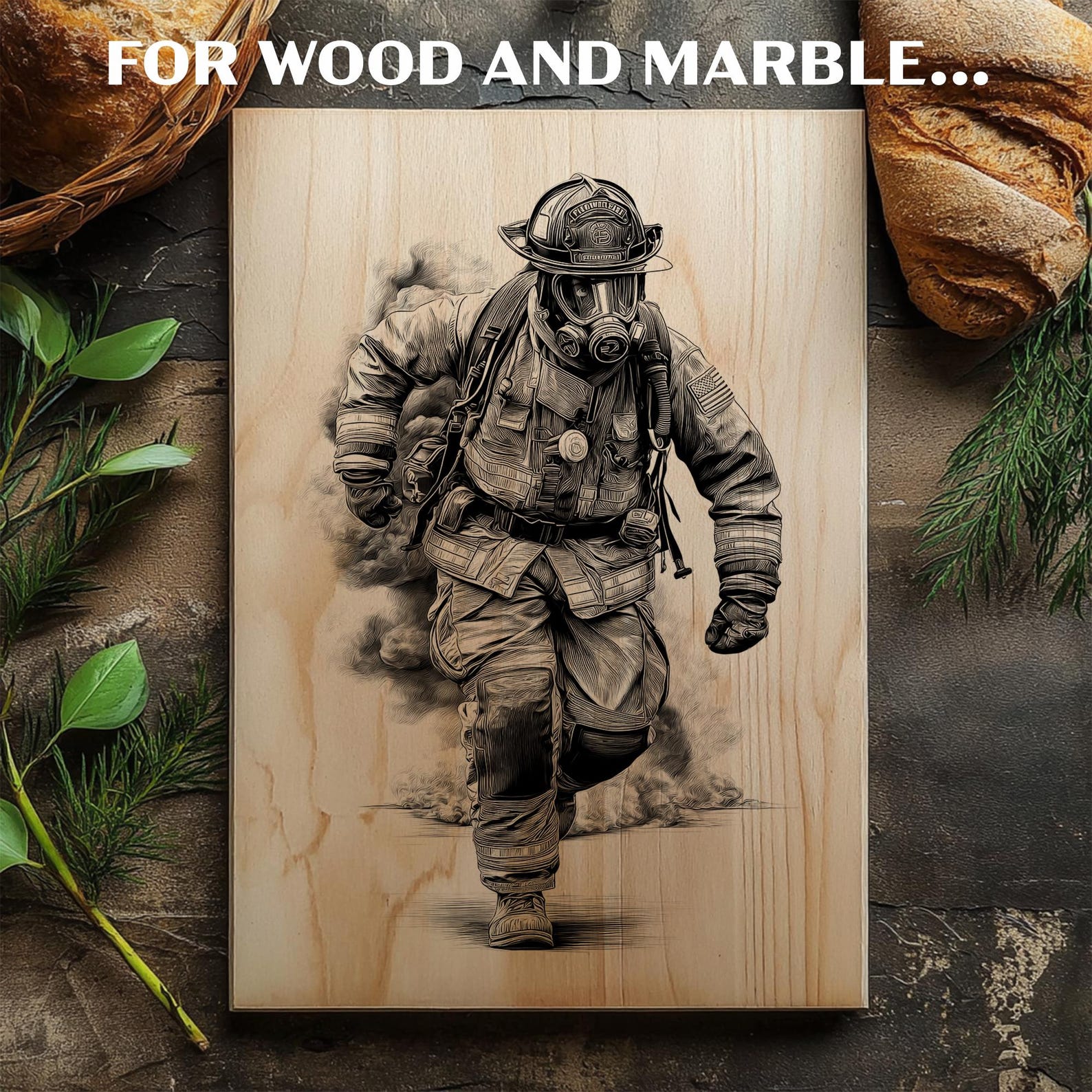 Firefighter Laser Engraving Design Digital Download Fireman Rescue Wood ...