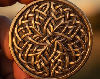 Celtic Endless Knot Coin Depth Map | Full Face Knotwork 3D Engraving PNG | Heightmap | xTool LightBurn Wood Coin Blank
