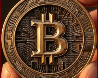 Bitcoin dieptekaart munt | 3D-gravure PNG | Crypto reliëf hoogtekaart | xTool LightBurn CNC houten messing munt blanco