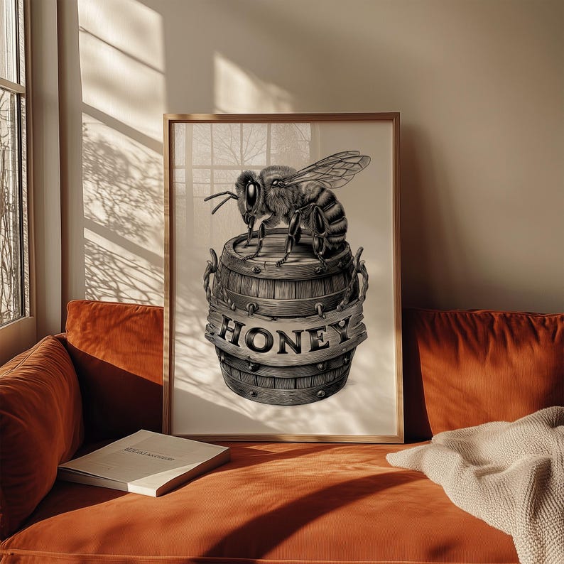 Honey Bee Barrel Engraving PNG | Rustic Apiary Laser File | Farmhouse ...