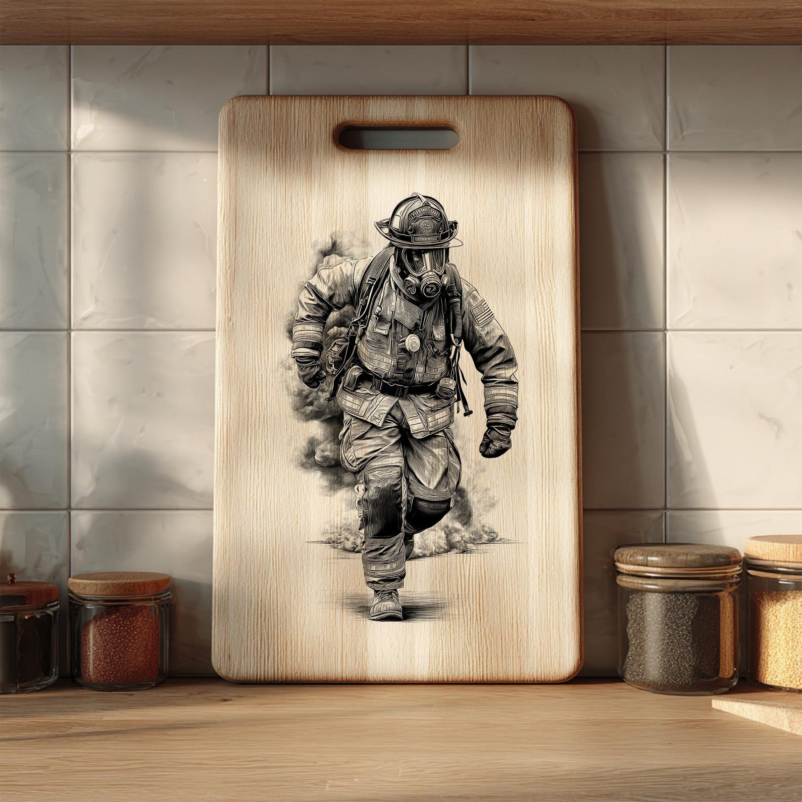 Firefighter Laser Engraving Design Digital Download Fireman Rescue Wood ...
