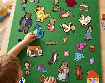 Handmade Felt Board Characters – Dragon Tales, Little Bear, Blue’s Clues Inspired Play Set