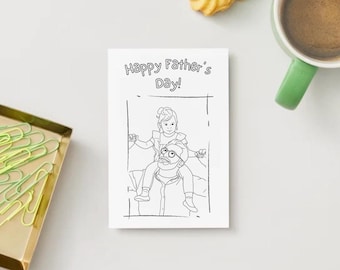 Fathers Day Coloring Card | Custom Photo Keepsake (Printed 4.5x6.5)