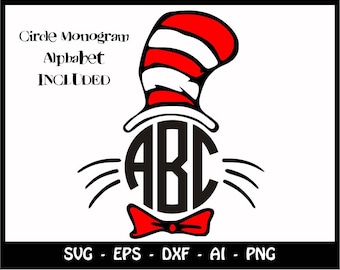 SALE!, Cat in the hat SVG, Cat in the Hat Files, Dr. Seuss Files, Cut Files Cricut, Silhouette, Printable Decal, Dr. Seuss Svg, Clipart