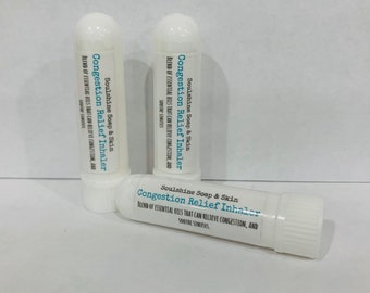 Congestion Relief Inhaler- Soothe sinuses- Essential oils- Peppermint- Eucalyptus- Lavender- Spearmint- Menthol- Natural- Safe