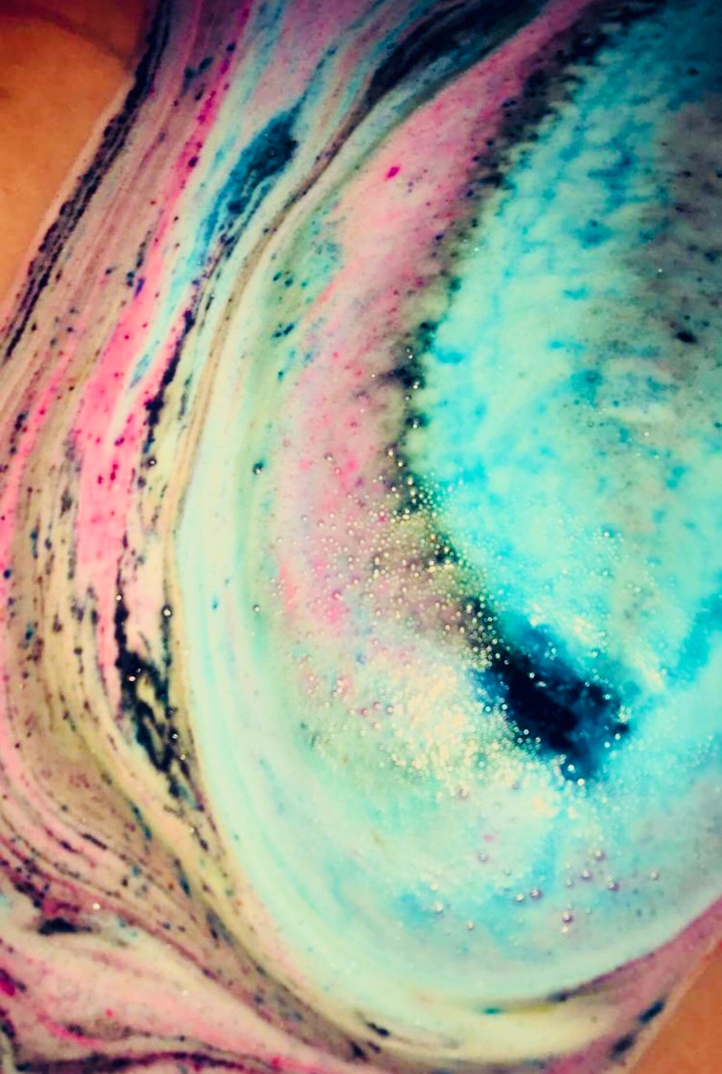 Galaxy Bath Bomb, Handmade, Handcrafted, All natural, Bath fun, Moisturizing image 3