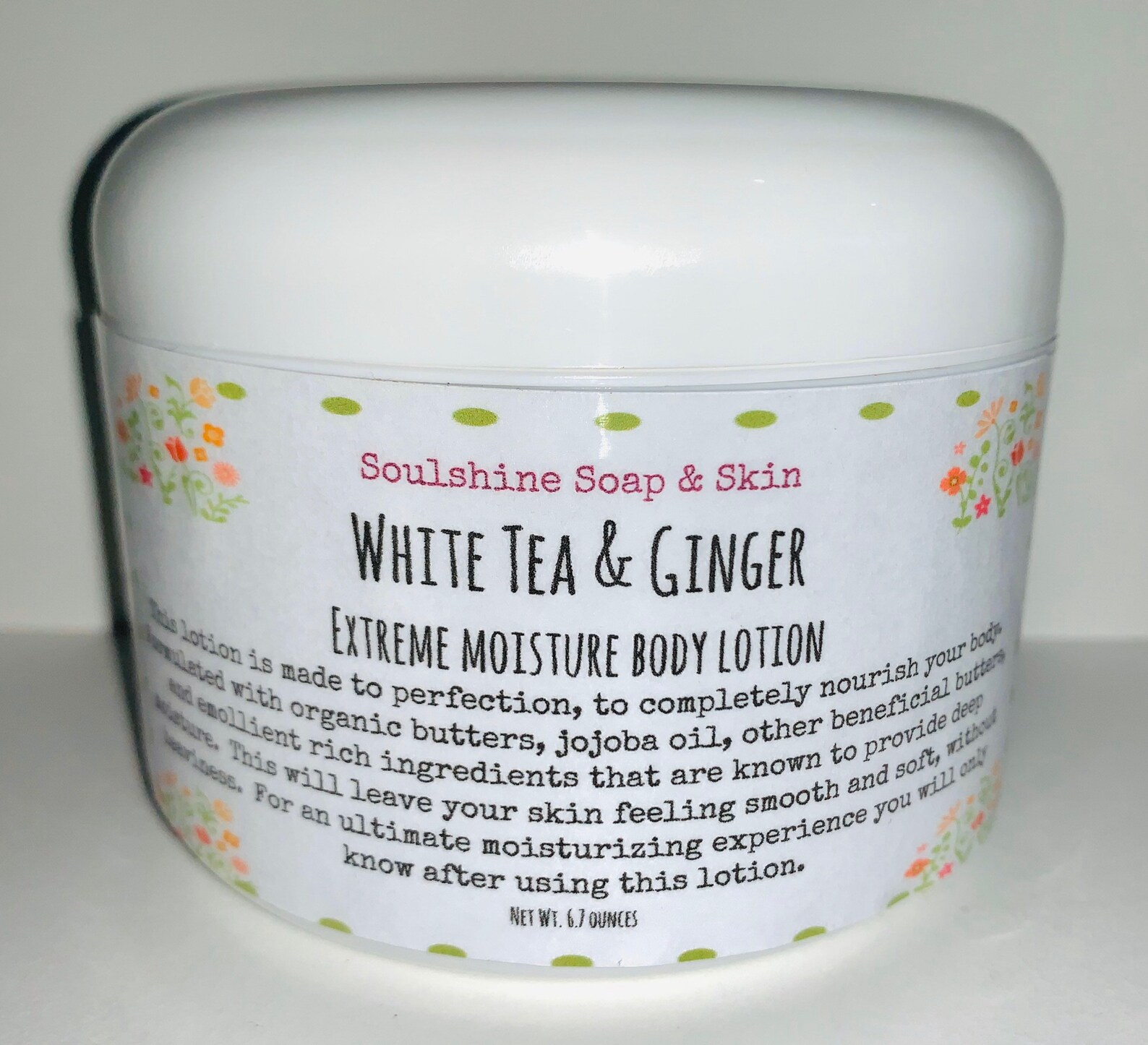 White Tea & Ginger Lotion Handmade Lotion Moisturizing Light Scent