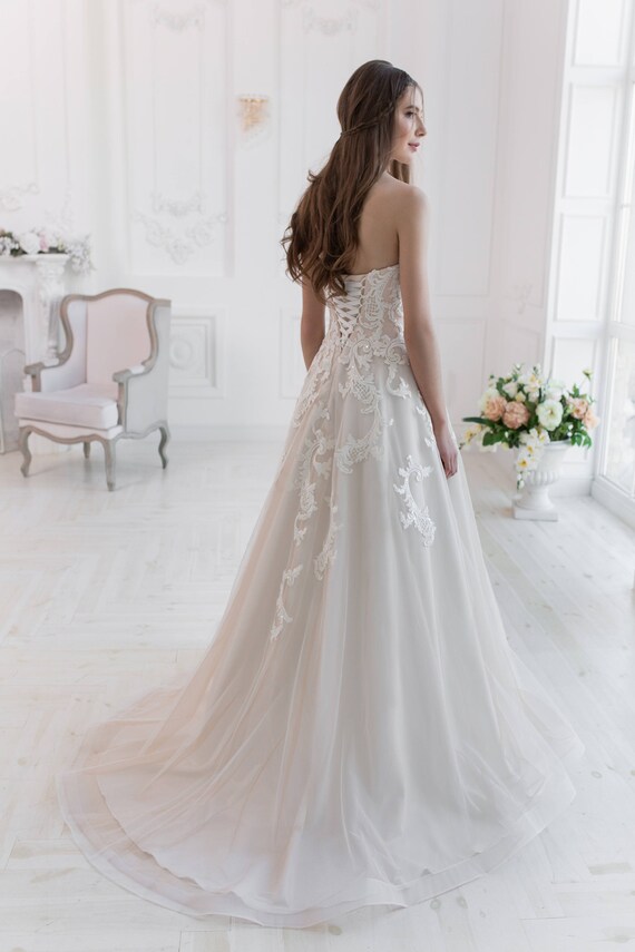 shoulderless wedding dress