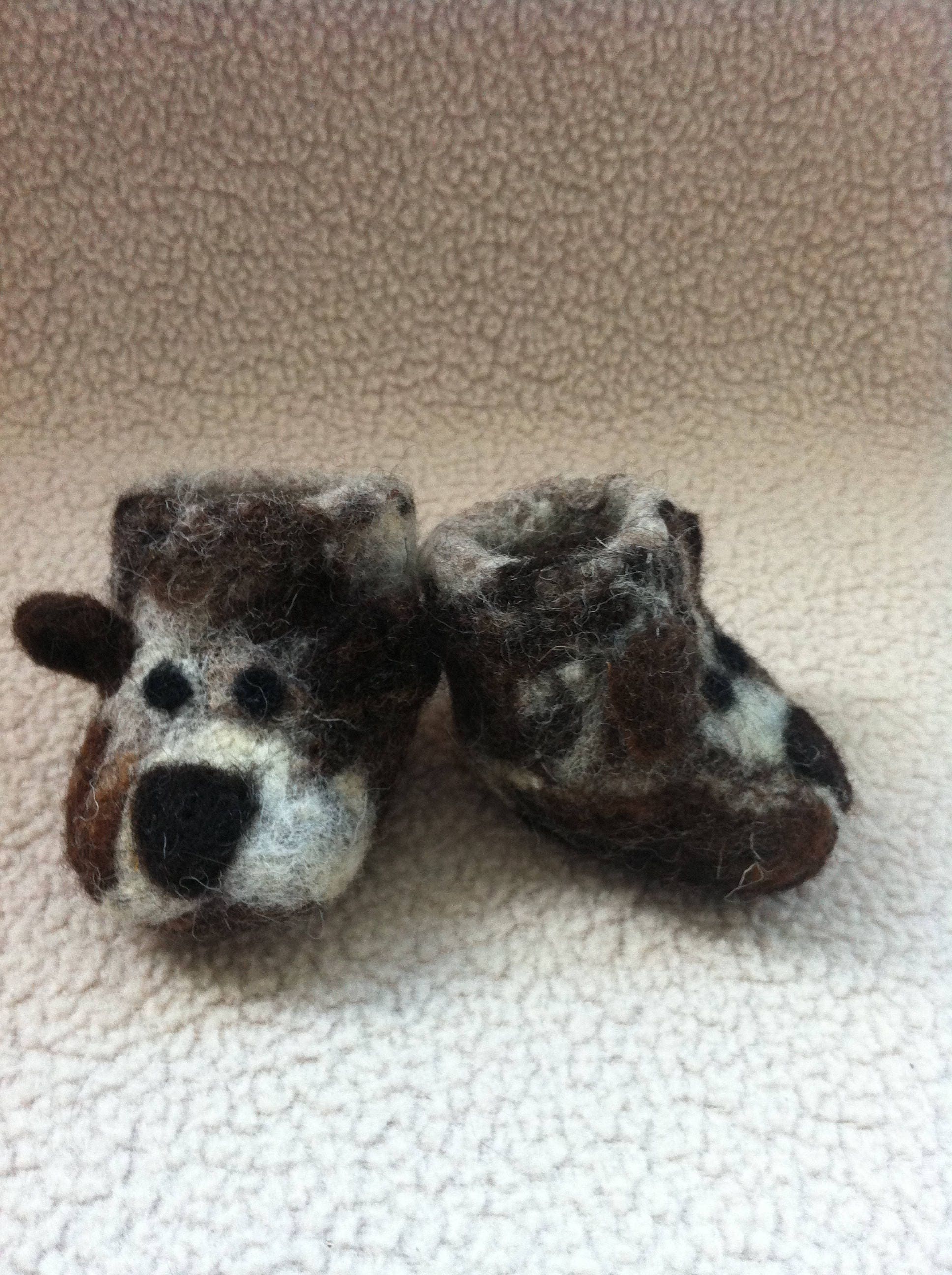 Teddy Bear Boots Novelty Baby Booties Bear Felt Shoes Etsy UK